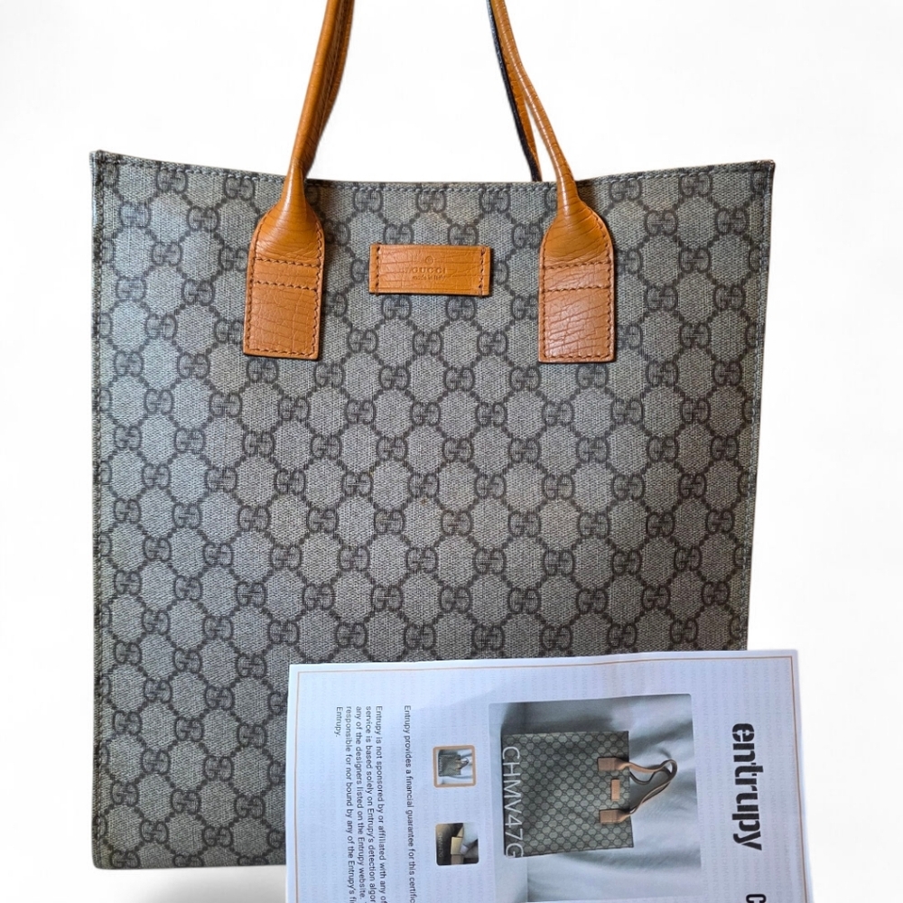Gucci GG Supreme Gray Monogram Tote Bag PVC With FREE COA - Picture 2 of 2